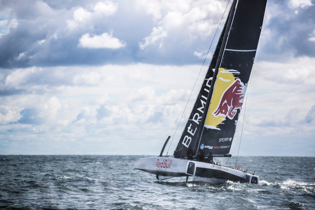 Jimmy Spithill tests his F4 race yacht with Team Falcon in Newport, Rhode Island, USA on 24 September, 2016.