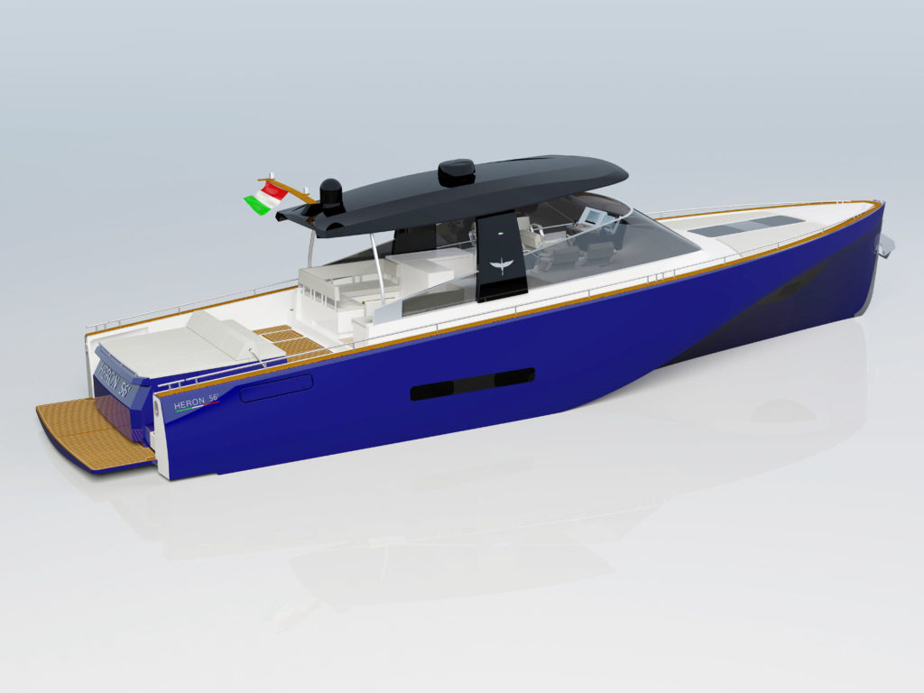 Heron 56 dark blue stern